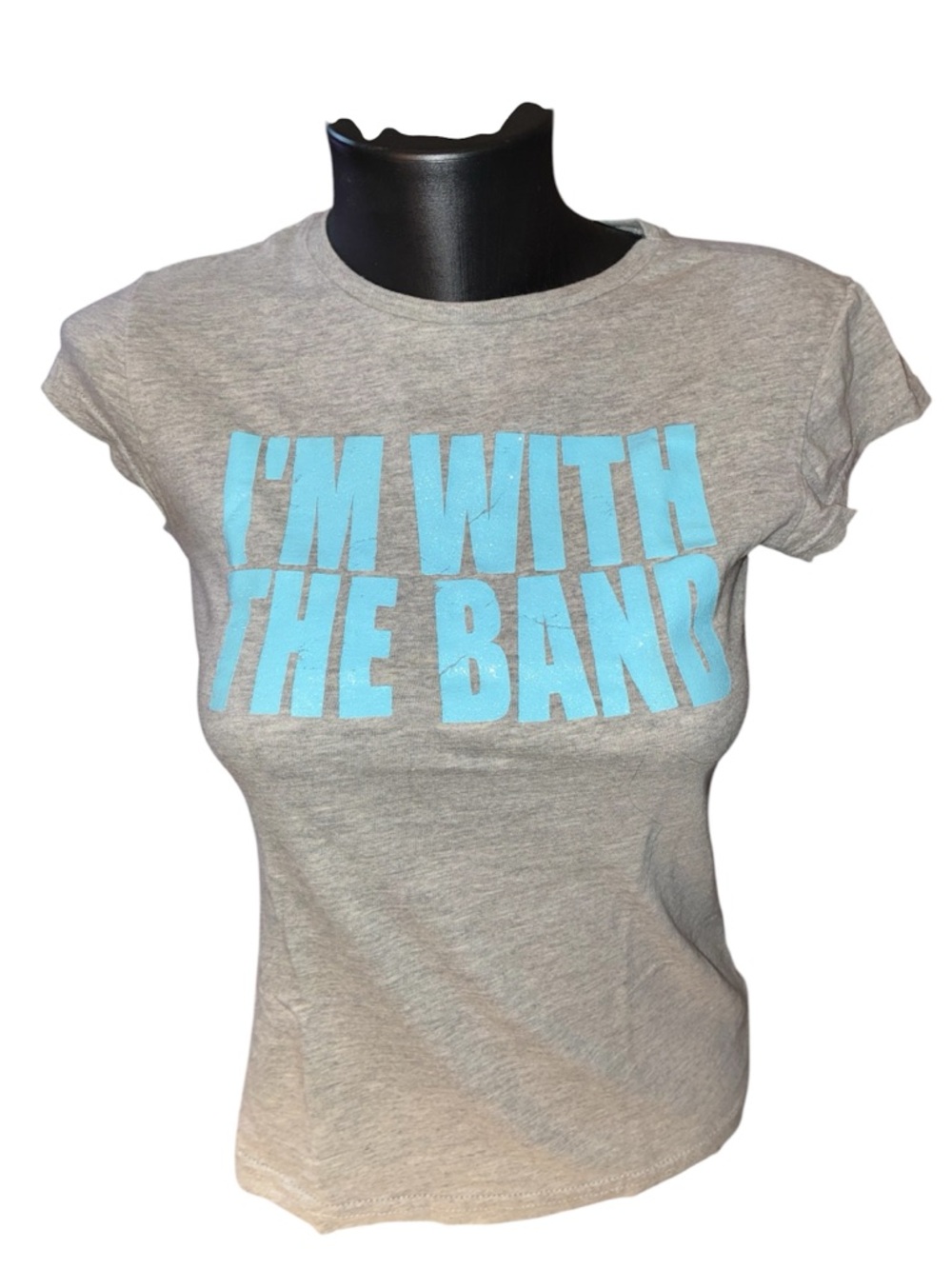 Graphic Tee "I'm With The Band" in Light Gray and Sky Blue